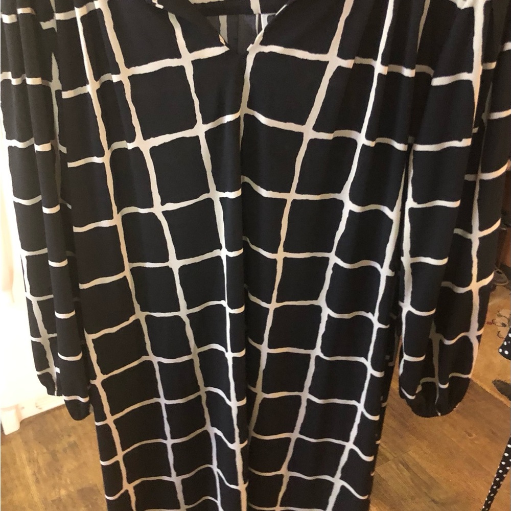 AUW Black and White Grid Midi Dress